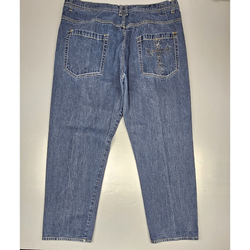 Karl Kani Gold Jeans Mens 44x32. Blue Baggy Studed Denim Hip‎ Hop Y2K.
